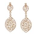 'Leaf-Shaped Gold Plated Sterling Silver Filigree Earrings'