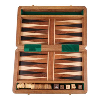 Ancient Fun,'Handcrafted Acacia Wood Backgammon Set from India'