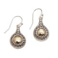 Temple Charms,'Gold Accented Sterling Silver Dangle Earrings from Bali'