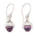 Luminous Wisdom,'Sterling Silver Lantern Dangle Earrings with Amethyst Gems'