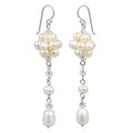 'Offer of Grace' - Bridal Sterling Silver and Pearl Dangle Earrings