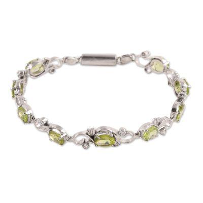 Endless Garden,'Peridot and Sterling Silver Garden Motif Link Bracelet'