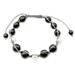 'Moonlight Prayer' - Artisan Crafted Onyx and Silver Shamballa Bracelet