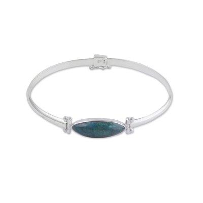 Eternal Gaze,'Chrysocolla and Sterling Silver Pendant Bracelet from Peru'