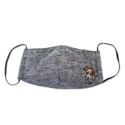 'Hand-Painted Cotton Chambray 3-Layer Ear Loop Dog Mask'