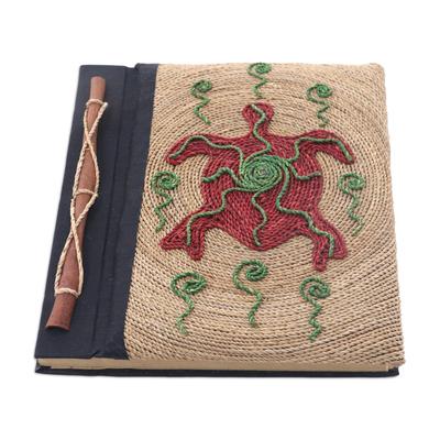 Red Turtle,'Red Turtle Motif Handmade Natural Fibe...
