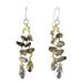 Crystalline Drops,'Smoky Quartz and Glass Bead Dangle Earrings from Thailand'