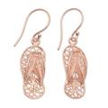 Slippers,'Hand Crafted Rose Gold Plated Dangle Earrings'