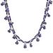 Wonderful Blue,'Blue Cultured Pearl Beaded Necklace with Silver Accents'