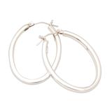 Oval Roundabout,'Sterling Silver Modern Oval Hoop Earrings from Bali'