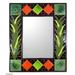 'Green Sunflower Magic' - Artisan Crafted Mosaic Tile Wall Mirror from India