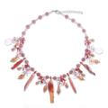 'Rose-Toned Multi-Gemstone Waterfall Necklace from Thailand'