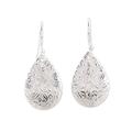 Magnificent Drops,'Floral Sterling Silver Drop Earrings from India'