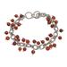 Cloudburst in Orange,'Hand Crafted Carnelian and Sterling Silver Beaded Bracelet'