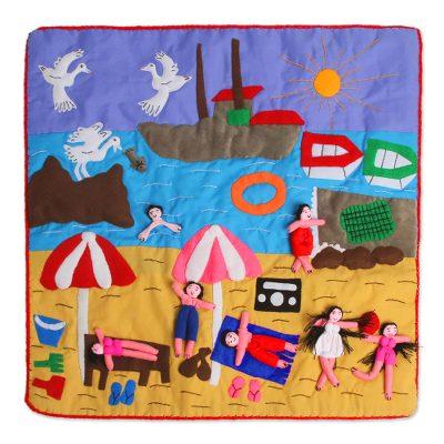 'Summer Fun' - Unique Folk Art Applique Cushion Cover