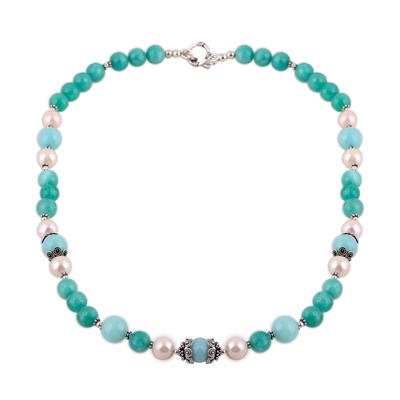 Ocean Shimmer,'Multi-Gemstone Beaded Necklace from India'