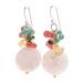 'Multi-Gemstone Cluster Dangle Earrings in Pink and Golden'