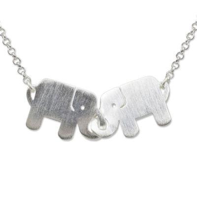 'Elephant Friendship' - Unique Sterling Silver Pendant Necklace
