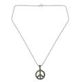 Marcasite pendant necklace, 'The Peace Sign'