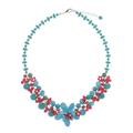 Summer Blossoming,'Floral Howlite and Glass Beaded Necklace from Thailand'