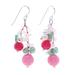 Pink Paradise,'Handcrafted Multi-Gemstone Pink Dangle Earrings'