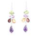 'Multi-Gemstone Sterling Silver Dangle Earrings from India'