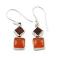 Flaming Harmony,'Sterling Silver Dangle Earrings with Carnelian and Garnet'