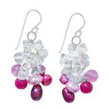Eye Candy in Pink,'Cultured Pearl and Rainbow Moonstone Dangle Earrings'