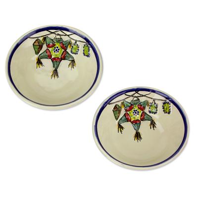 'Pi??atas' (pair) - Artisan Crafted Ceramic Two Dinnerware Bowls
