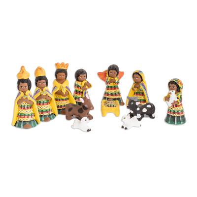 Ceramic nativity scene, 'Christmas in San Juan' (set of 12)