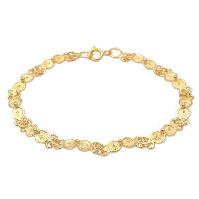 Early Sunrise,'Hand Crafted Gold-Plated Filigree Bracelet'