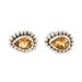 'Sterling Silver Stud Earrings with Pear-Shaped Citrine Gems'