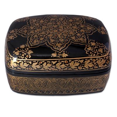 Golden Splendor,'Unique Floral Wood Papier Mache Metallic Decorative Box'
