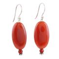 Trial by Fire,'Hand Made Carnelian Dangle Earrings from India'