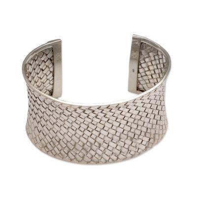 Sterling silver cuff bracelet, 'Circle of Joy'