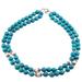 Ocean Radiance,'Blue Aventurine and Cultured Pearl Beaded Necklace'