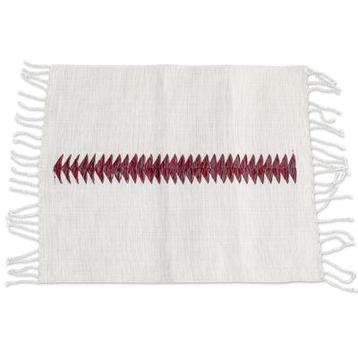 Home Bonds,'Set of 4 Handloomed Cotton Placemats with Embroidered Stripe'