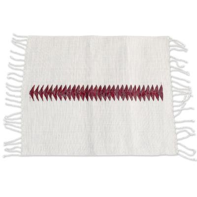 Home Bonds,'Set of 4 Handloomed Cotton Placemats with Embroidered Stripe'