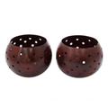Timeless Glow,'Rust Patina Tealight Candle Holders from India (Pair)'