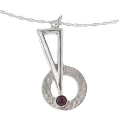 Bright Comet,'Sterling Silver and Garnet Pendant Necklace'