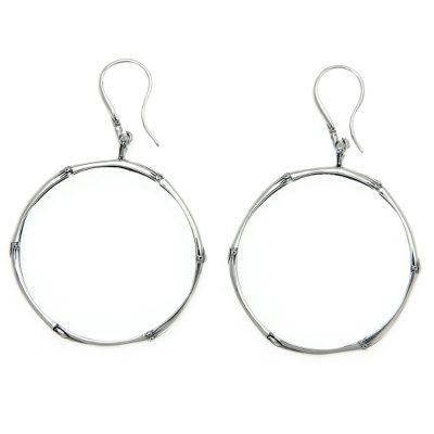 Sterling silver dangle earrings, 'Bamboo Circle'