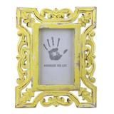 Sunlit Day,'Distressed Yellow Hand Carved Mango Wood Photo Frame (4x6)'