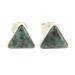 Triangle Perfection,'Jade and Sterling Silver Triangle Stud Earrings'