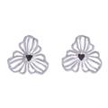 Adoration Bloom,'Floral Openwork Sterling Silver Garnet Button Earrings'