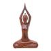 To the Sky,'Hand Carved Yoga Sitting Pose Suar Wood Sculpture'