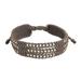 Silver accent wristband bracelet, 'Starlight and Khaki'