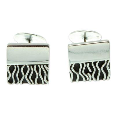 Zebra Spell,'Handmade Mexican Taxco Silver Cufflin...