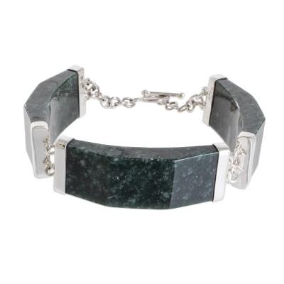 Simple Panels in Dark Green,'Dark Green Jade Link Bracelet from Guatemala'