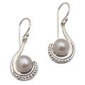 Marking Time,'Sterling Silver and Cultured Pearl Dangle Earrings'