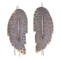 Loose Leaves,'Brass-Plated Drop Earrings with Leaf Motif'